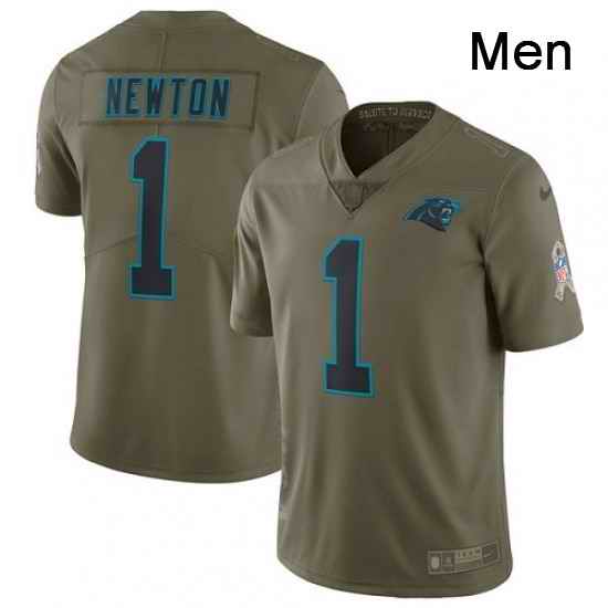 Mens Nike Carolina Panthers 1 Cam Newton Limited Olive 2017 Salute to Service NFL Jersey
